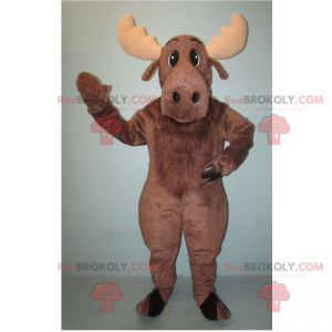 Brown reindeer mascot and beige horns - Redbrokoly.com