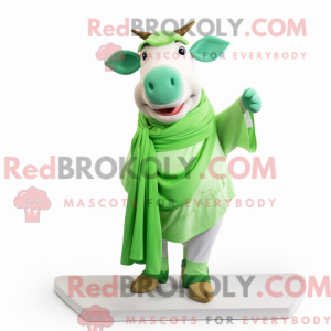 Grønn Zebu-maskotdraktfigur...
