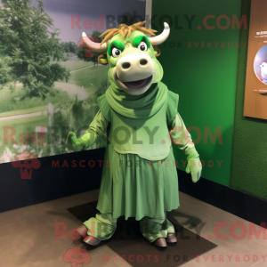 Grønn Zebu-maskotdraktfigur...