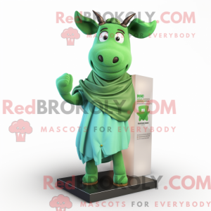 Grønn Zebu-maskotdraktfigur...