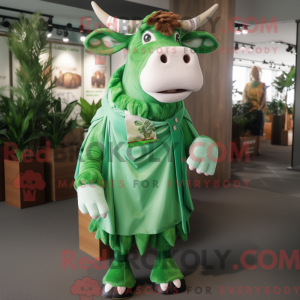 Grønn Zebu-maskotdraktfigur...