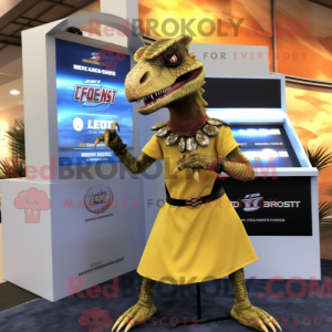 Guld Utahraptor maskot...
