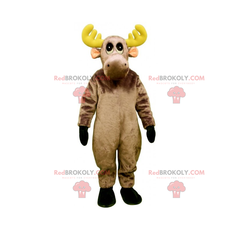 Soft reindeer mascot with yellow antlers - Redbrokoly.com