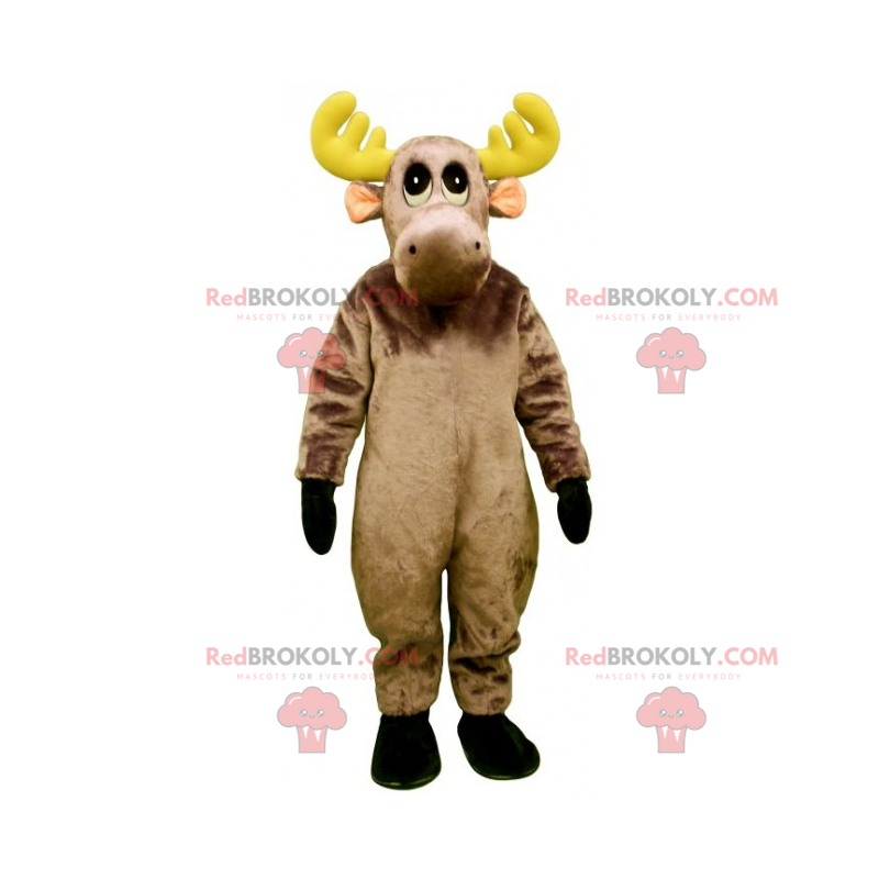 Soft reindeer mascot with yellow antlers - Redbrokoly.com Soft reindeer mascot with yellow antlers - Redbrokoly.com