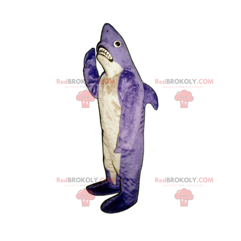 Mascote tubarão com barbatana pequena - Redbrokoly.com