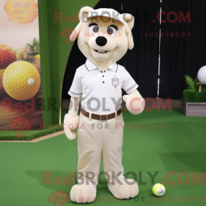 Beige golfbold maskot...