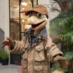 Tan Utahraptor maskot...