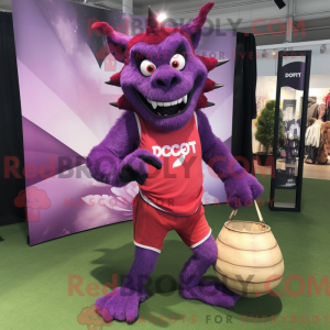 Purple Devil maskot kostume...