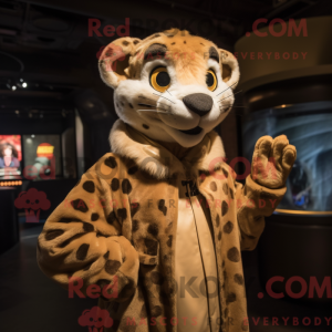 Tan Cheetah maskot kostume...