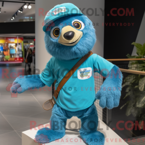 Turquoise Sloth mascot...