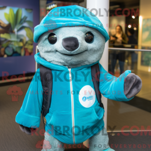 Turquoise Sloth mascot...