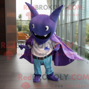 Lilla Manta Ray maskot...