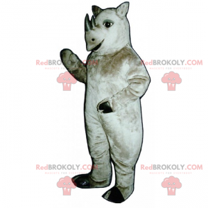Rhinoceros mascot with small tusks