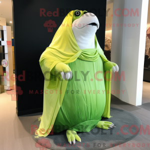 Lime Green Walrus mascot...