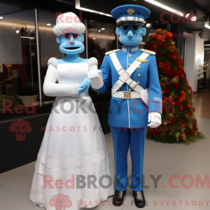 Blue Soldier mascot costume...