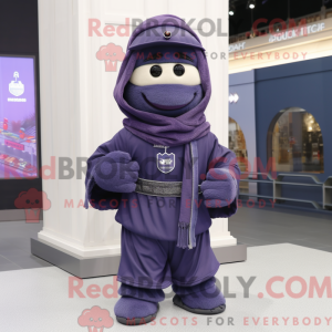 Navy Plum mascot costume...