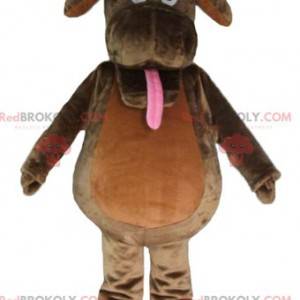 Mascotte bruine hond zijn tong uitsteekt - Redbrokoly.com