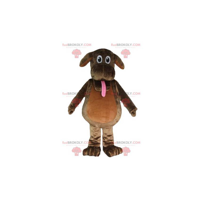Brown dog mascot sticking out its tongue - Redbrokoly.com
