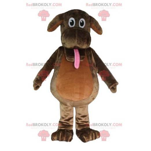 Brun hundemaskot stikker tungen ud - Redbrokoly.com