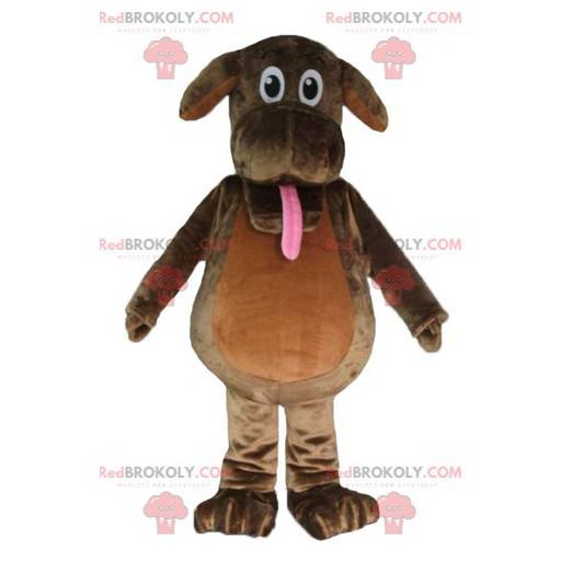 Hnědý pes maskot trčí jazyk - Redbrokoly.com