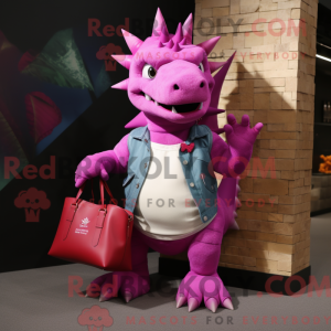Magenta Stegosaurus maskot...