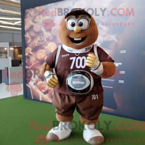 Brown Rugby Ball mascot...