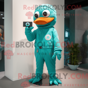 Postava maskota Teal Camera...