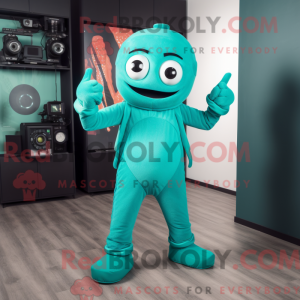 Postava maskota Teal Camera...