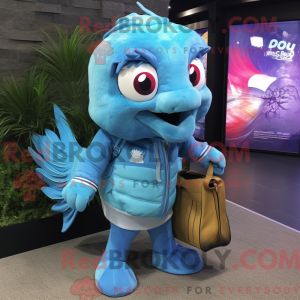 Cyan Betta Fish maskot...