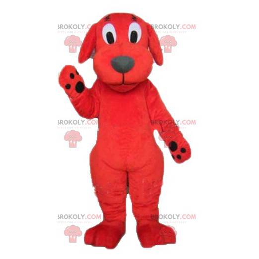 Kæmpe rød og sort hund Clifford maskot - Redbrokoly.com