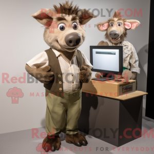 Beige villsvin maskot drakt...