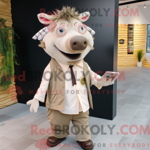 Beige villsvin maskot drakt...