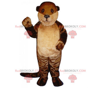 Mascotte de loutre aux longues moustaches blanches -