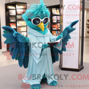 Cyan Harpy maskot kostume...