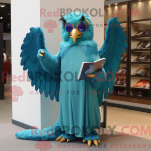 Cyan Harpy maskot kostume...