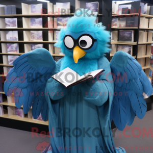 Cyan Harpy maskot kostume...