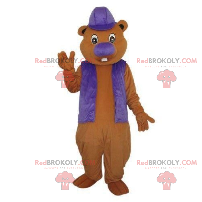 Mascotte de rongeur avec nez violet - Redbrokoly.com