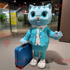 Cyaan Cat mascottekostuum...
