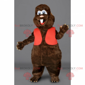 Mascote roedor com casaco vermelho - Redbrokoly.com