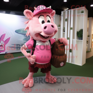 Pink Vildsvin maskot...