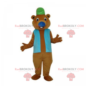 Mascotte de rongeur en casquette et veston - Redbrokoly.com