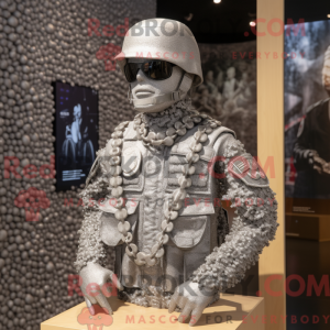 Silver Army Soldier maskot...