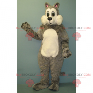 Mascote esquilo cinza e branco - Redbrokoly.com