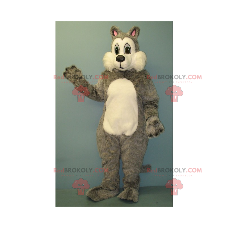Mascote esquilo cinza e branco - Redbrokoly.com