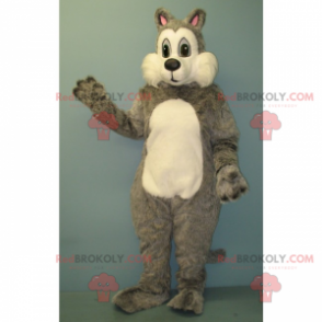 Mascote esquilo cinza e branco - Redbrokoly.com