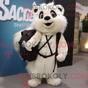 Beige Skunk maskot kostume...