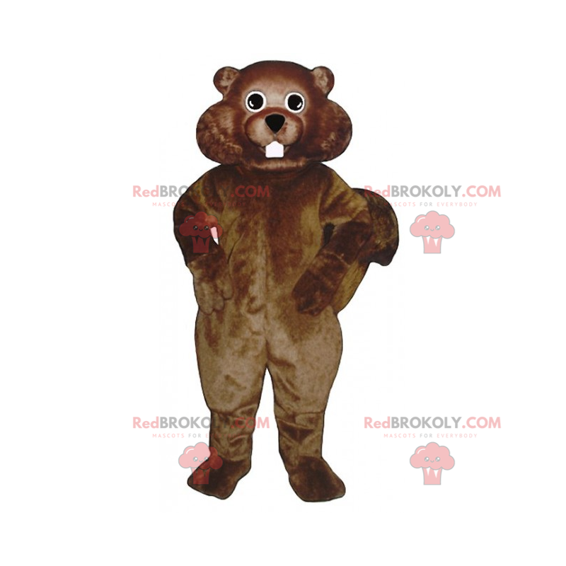 Hnědý hlodavec maskot s velkými bílými zuby - Redbrokoly.com Hnědý hlodavec maskot s velkými bílými zuby - Redbrokoly.com