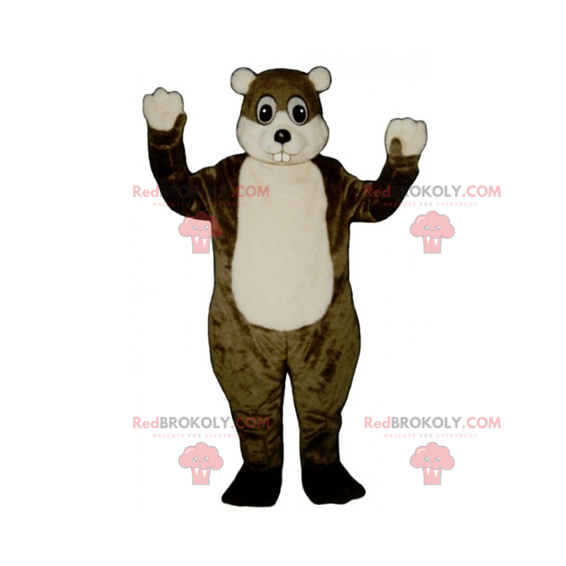 Mascote roedor marrom e branco - Redbrokoly.com