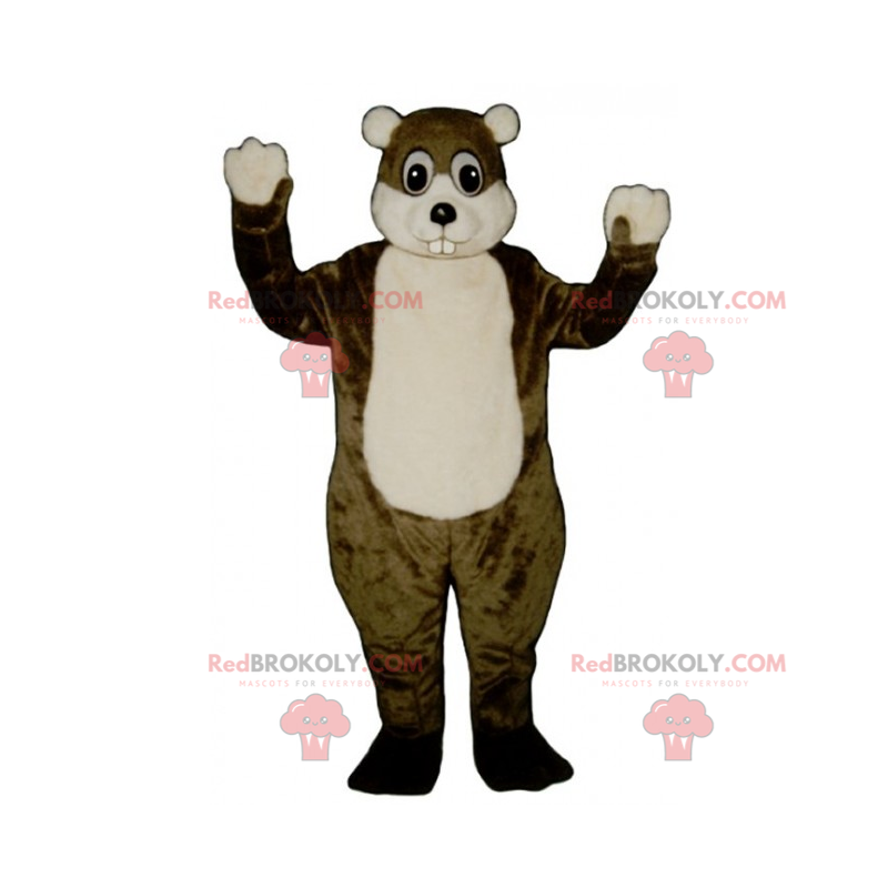 Mascotte bruin en wit knaagdier - Redbrokoly.com