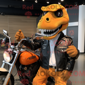 Orange Utahraptor maskot...